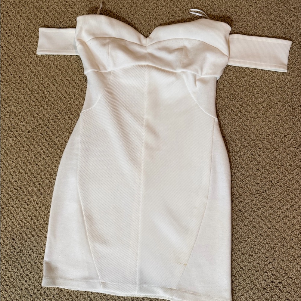 White Off-Shoulder Mini Bodycon Dress